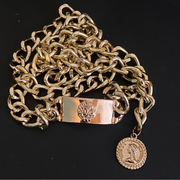 Vintage Lions Head & Coin Medallion Gold Chain Adjustable Belt main image 11